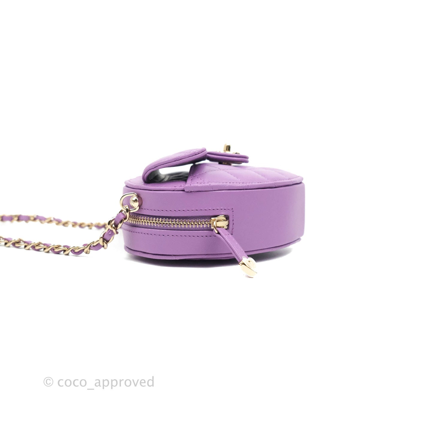 Chanel Small Heart Bag Purple Lambskin Gold Hardware 22S
