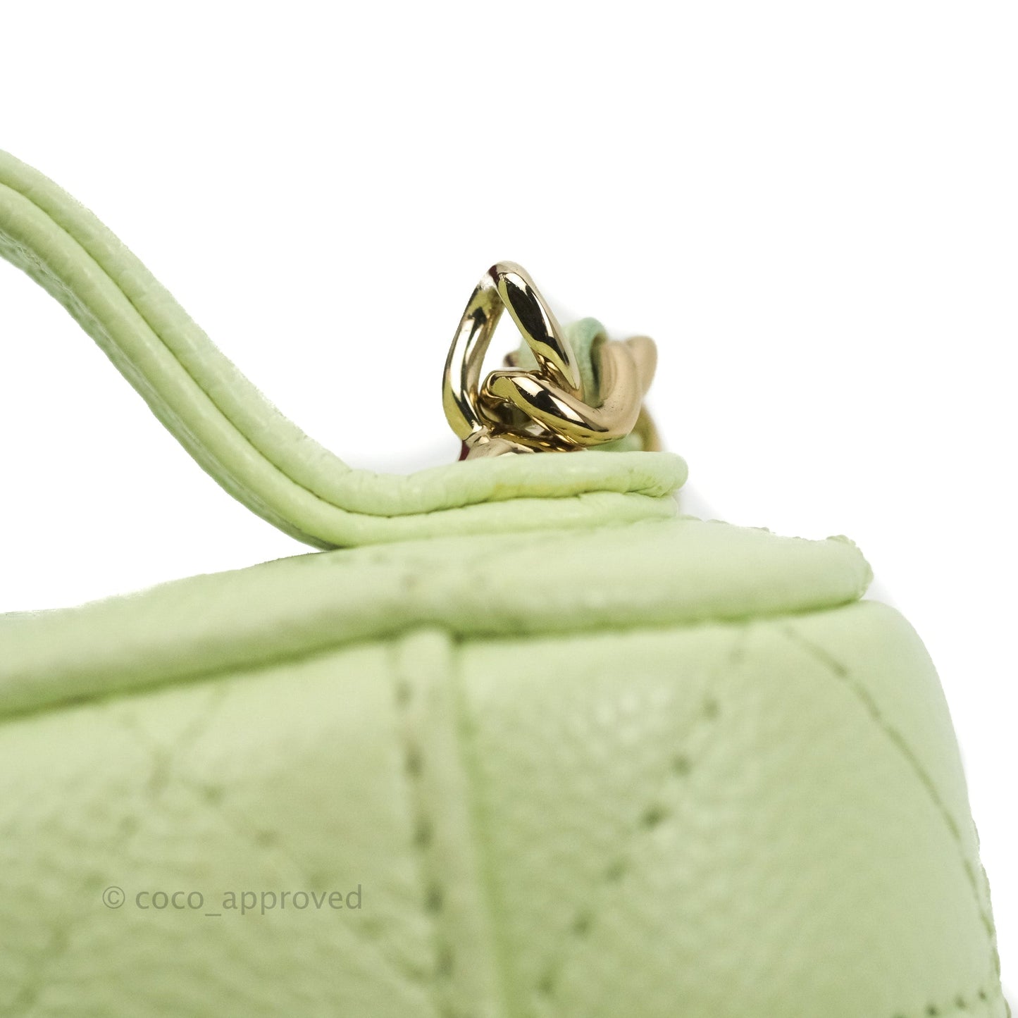 Chanel Quilted Small Handle With Care Vanity Case With Chain Green Caviar Gold Hardware