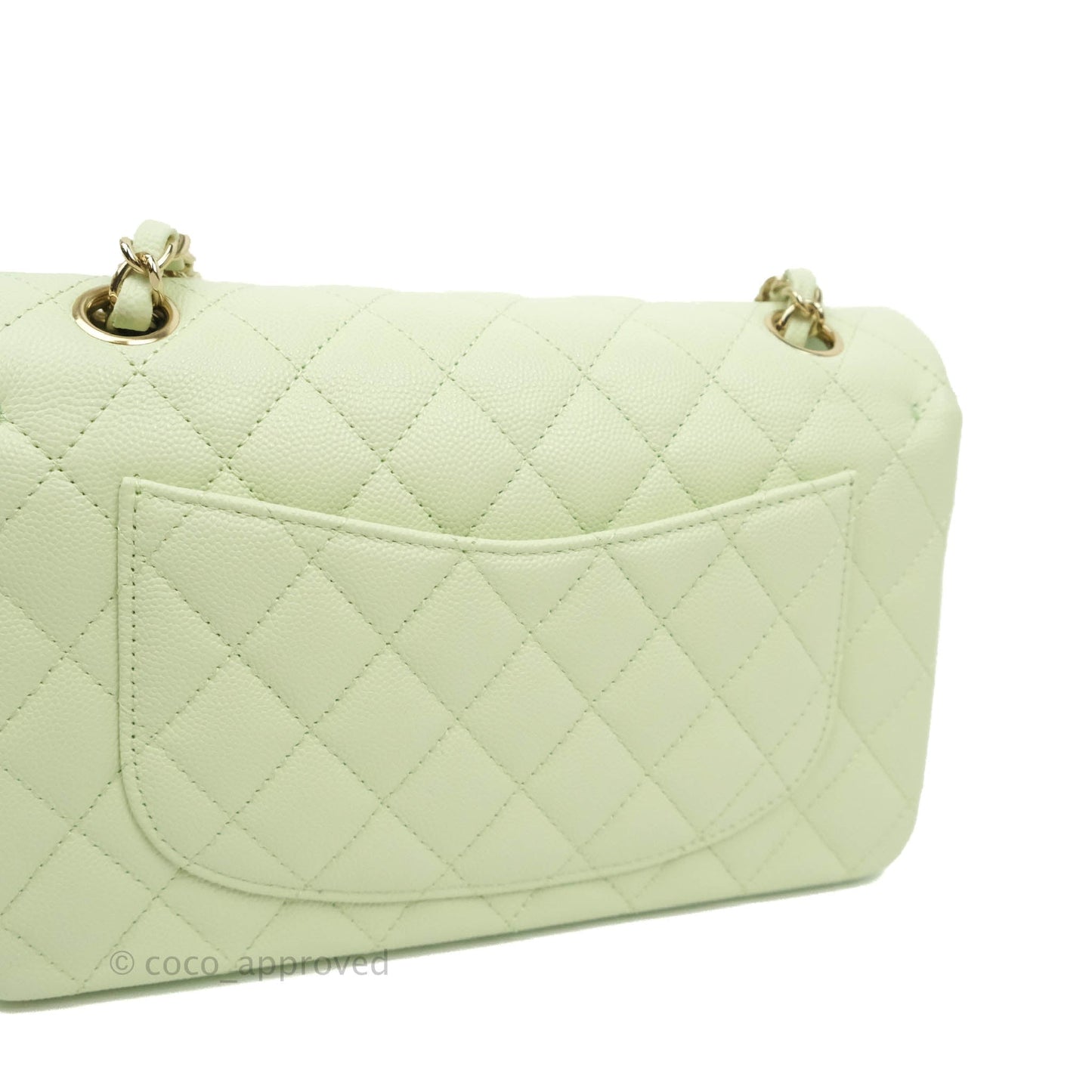 Chanel Small Quilted Classic Flap Mint Green Caviar Gold Hardware 22C