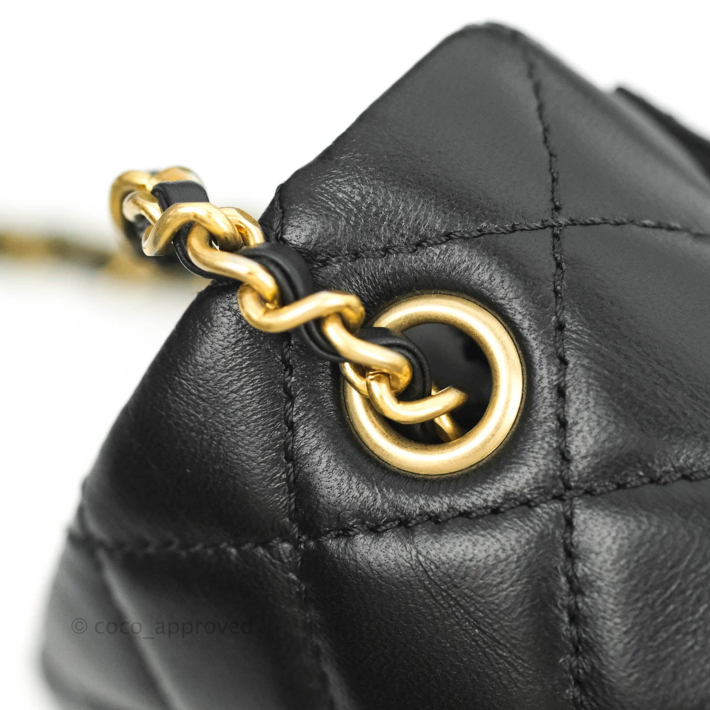 Chanel Romance Mini Square Flap Black Lambskin Aged Gold Hardware