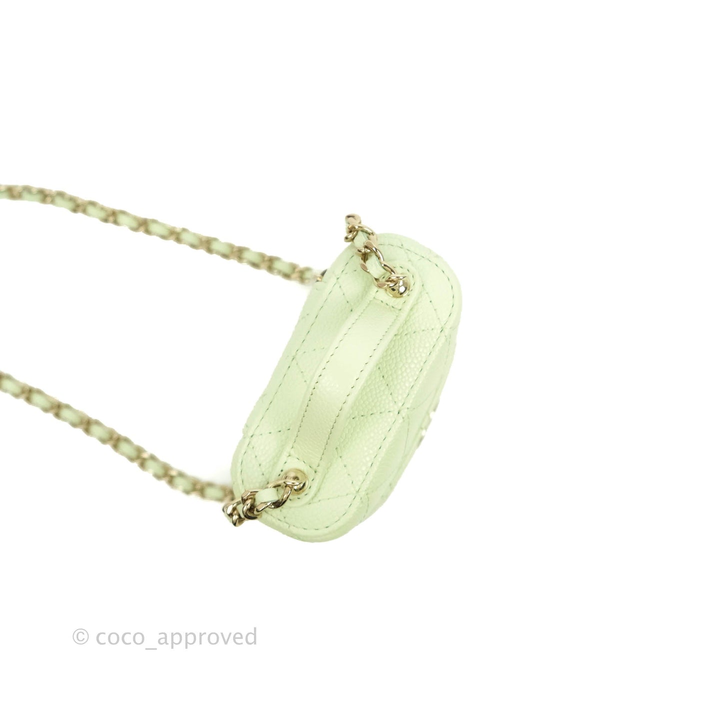 Chanel Quilted Small Handle With Care Vanity Case With Chain Green Caviar Gold Hardware