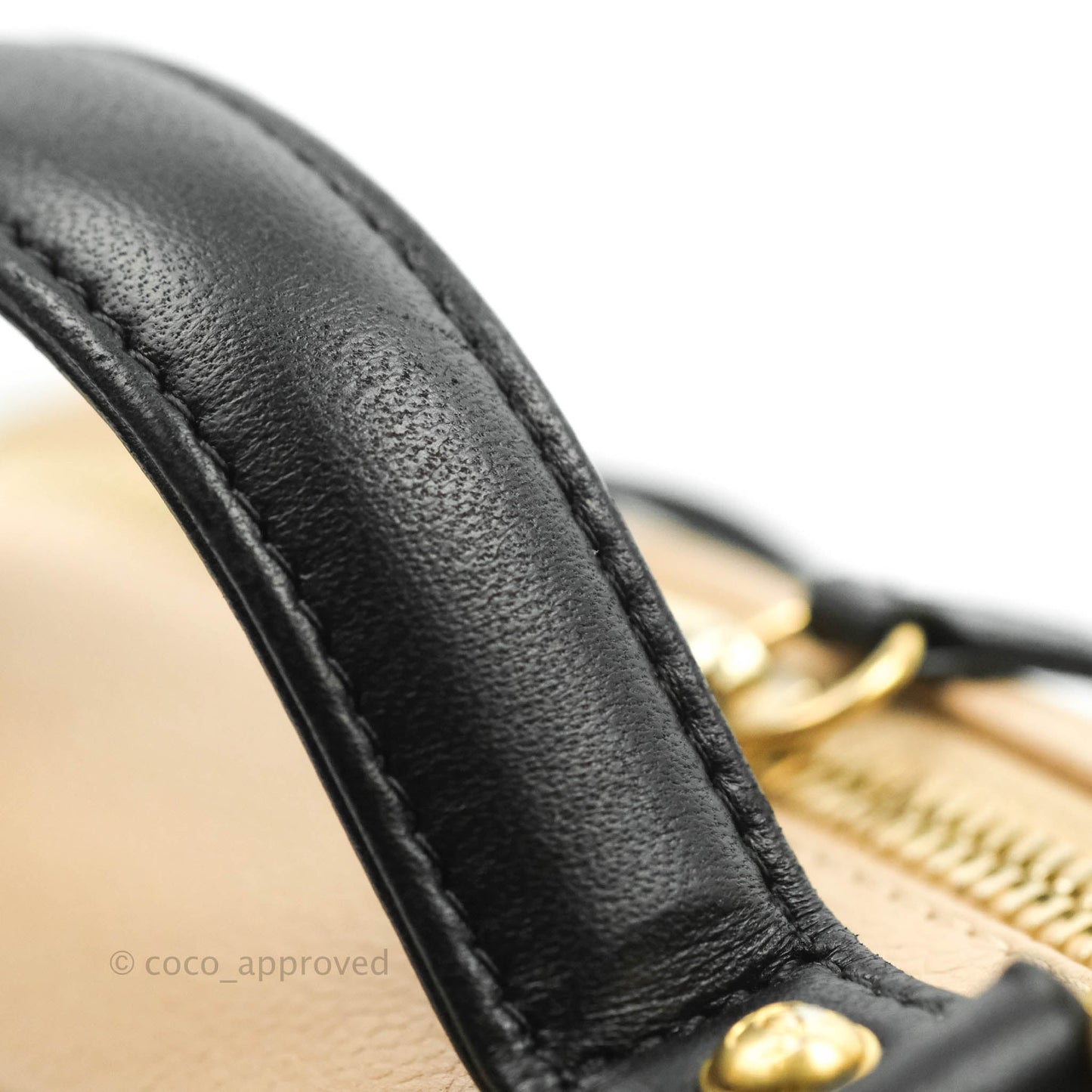 Chanel Quilted Medium CC Filigree Vanity Case Beige Caviar Gold Hardware
