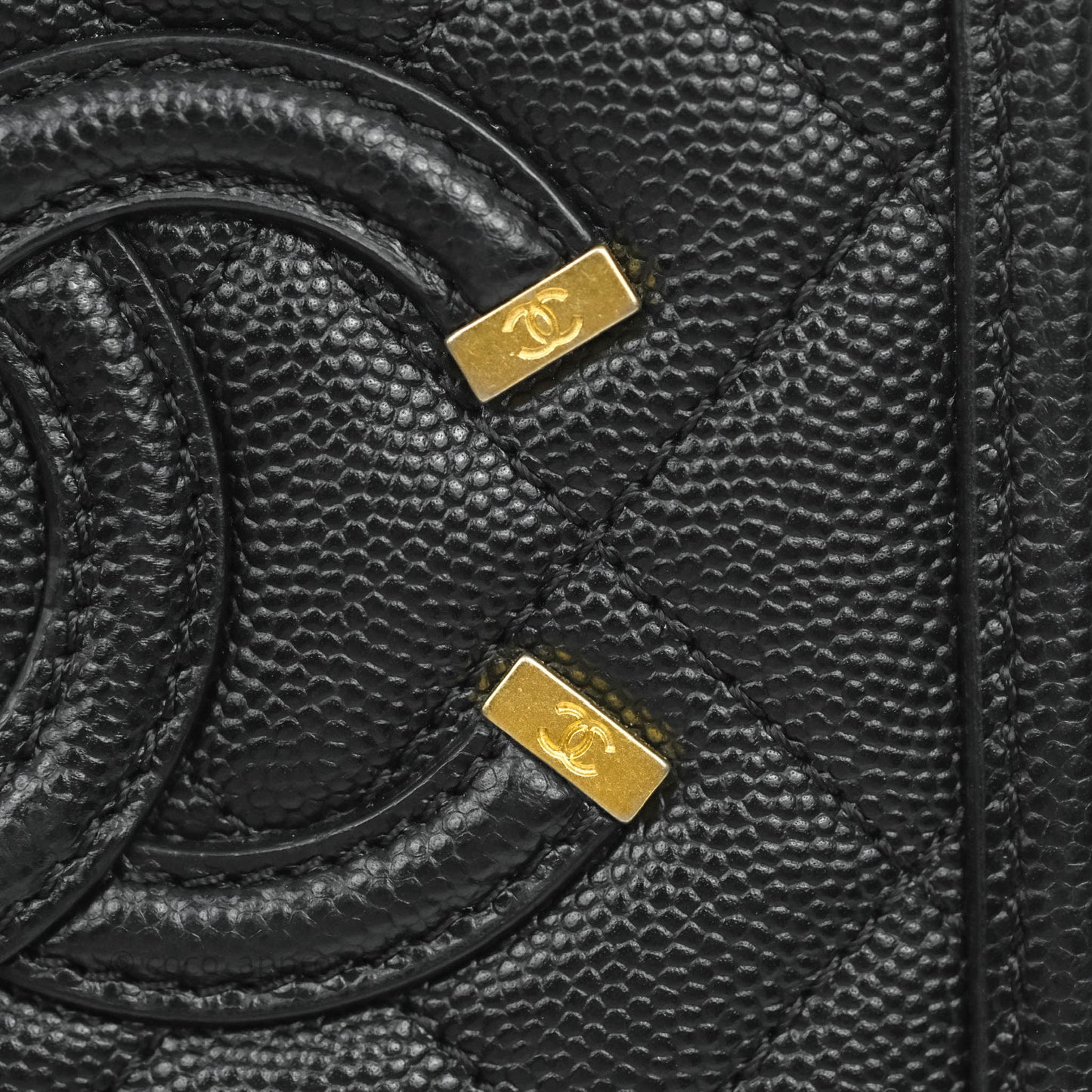 Chanel Quilted CC North South Filigree Vanity Case Black Caviar Gold Hardware