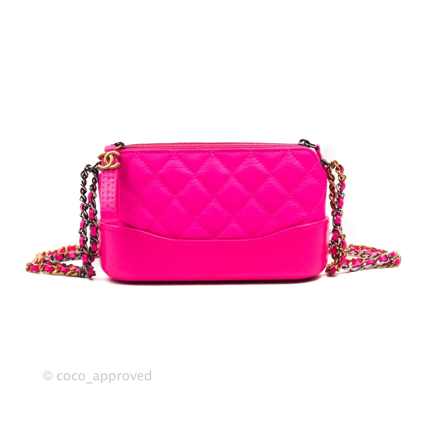 Chanel Gabrielle Clutch With Chain Goatskin Neo Pink Mixed Hardware