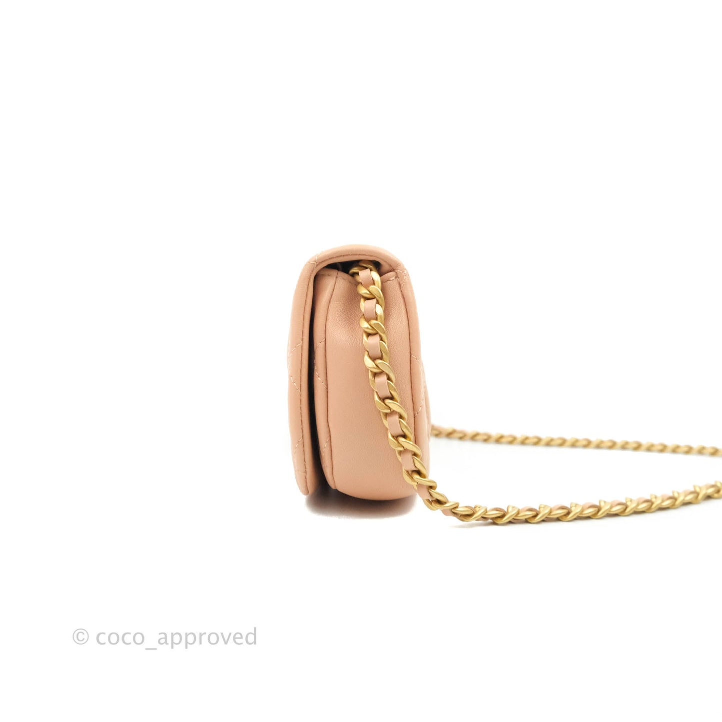 Chanel Clutch with Chain Beige Pink Calfskin Aged Gold Hardware