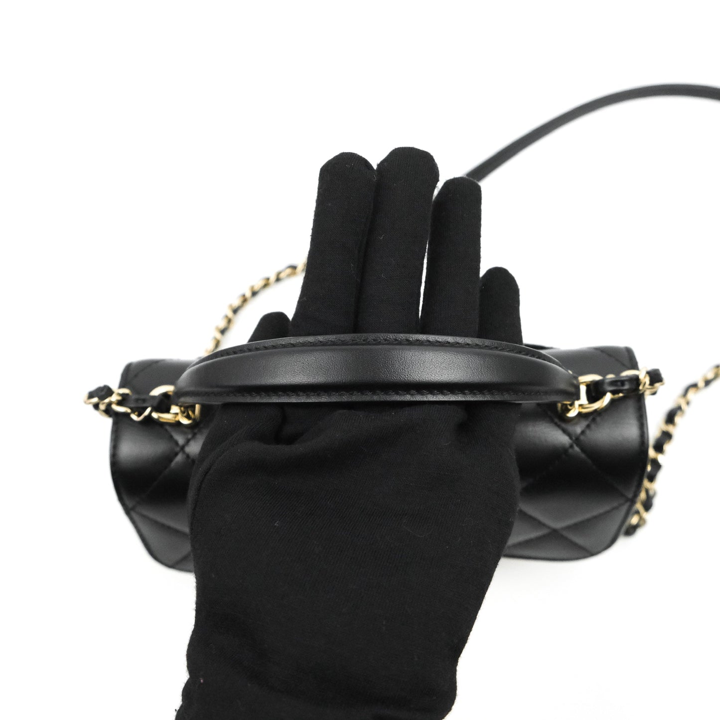 Chanel Small Coco Lady Quilted Flap Bag With Top Handle Black Calfskin Gold Hardware