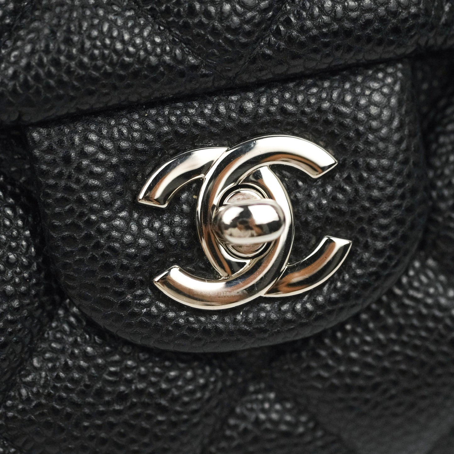 Chanel Quilted Clutch with Chain Black Caviar Silver Hardware