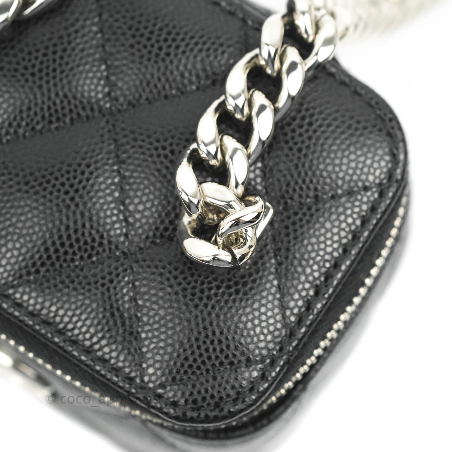 Chanel Mini Vanity With Coco Chain Black Caviar Silver Hardware