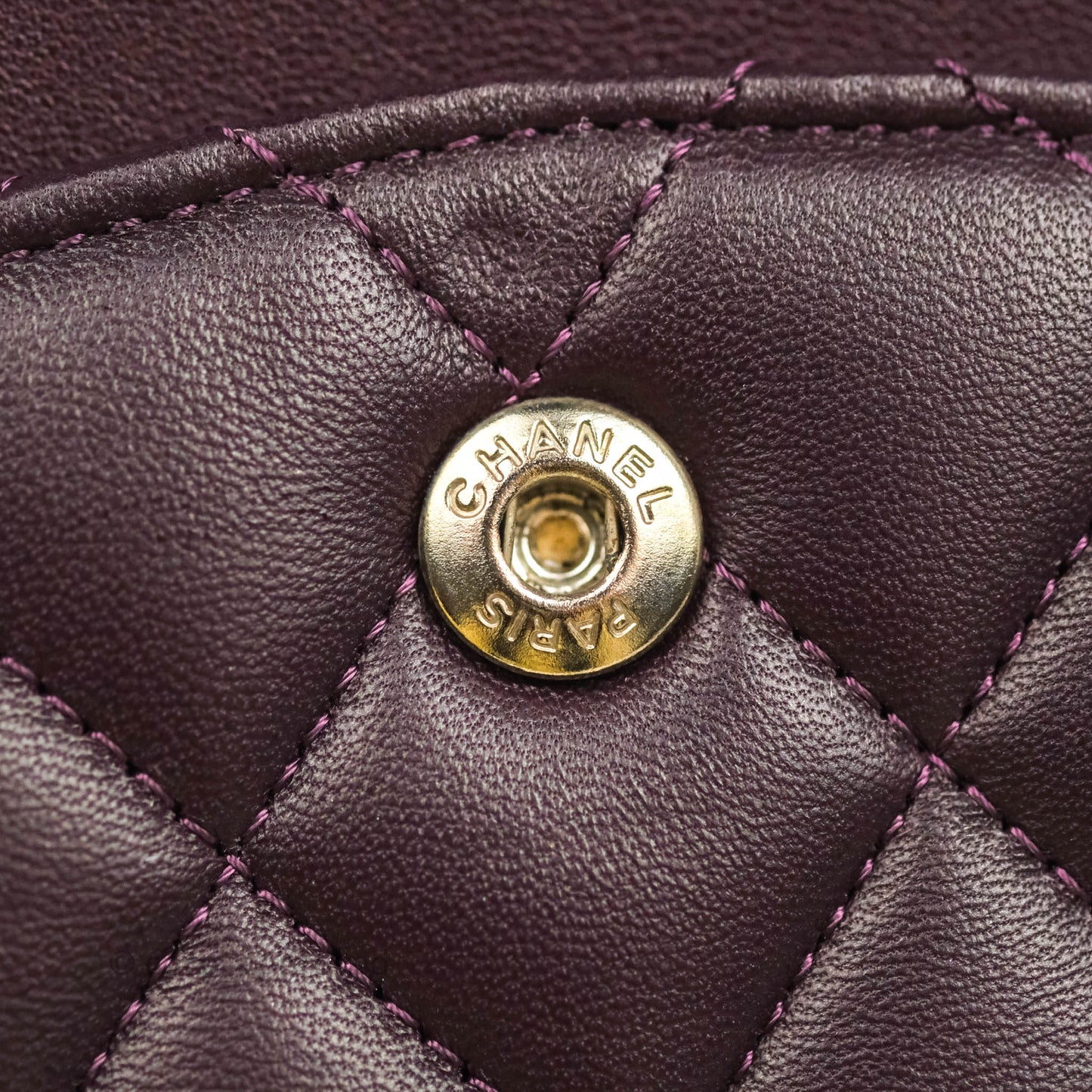 Chanel Classic M/L Medium Flap Quilted Purple Burgundy Lambskin Silver Hardware