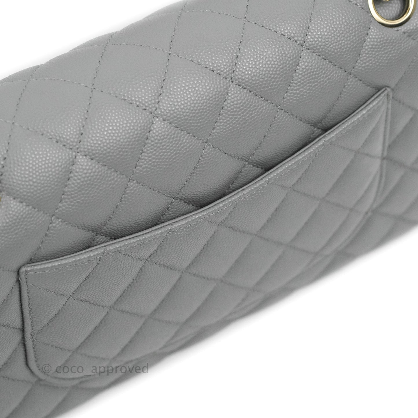Chanel Classic Medium M/L Flap Dark Grey Caviar Gold Hardware 20C