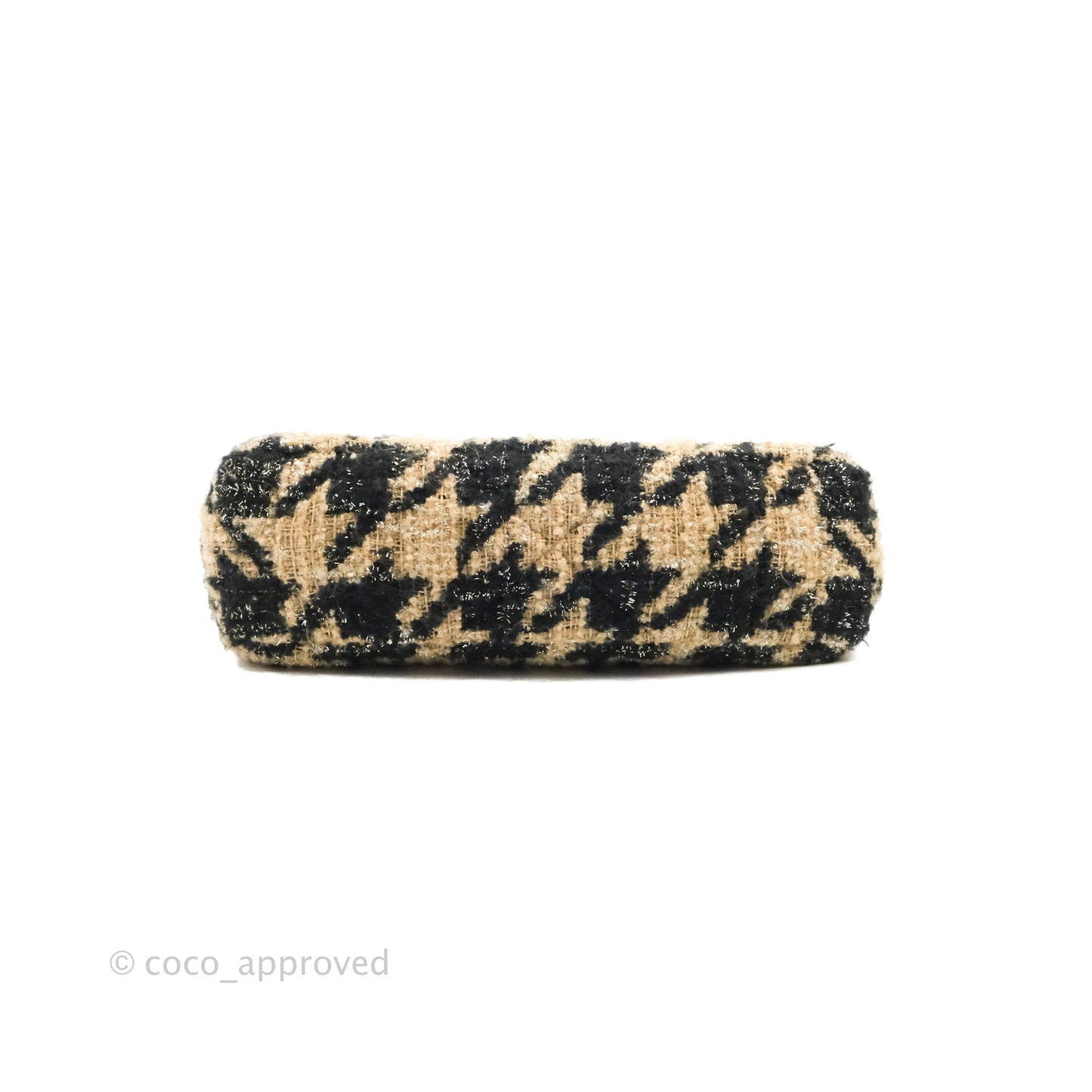 Chanel 19 Small Tweed Houndstooth Black Beige Mixed Hardware