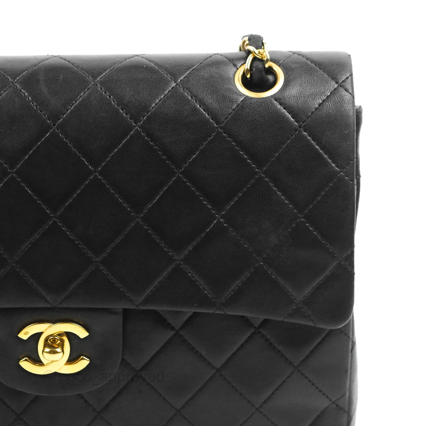 Chanel Vintage Square Flap Bag Black Lambskin 24K Gold Hardware