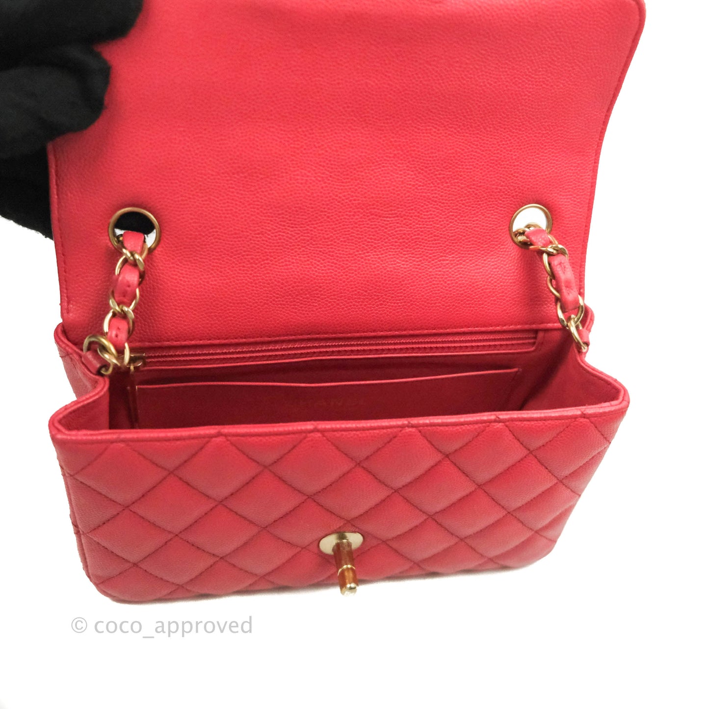 Chanel Quilted Mini Rectangular Flap Pink Caviar Gold Hardware 17C
