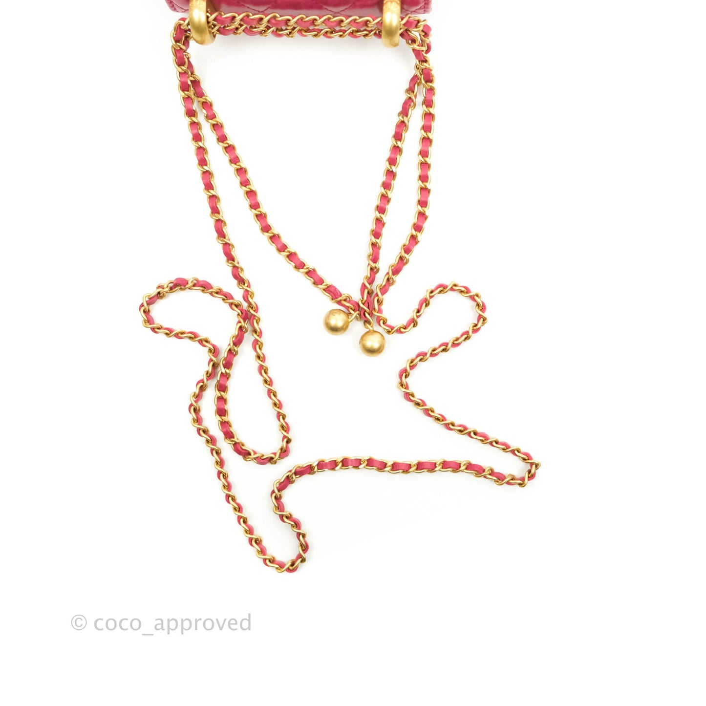 Chanel Quilted Perfect Fit Dark Pink Phone Holder Aged Gold Hardware