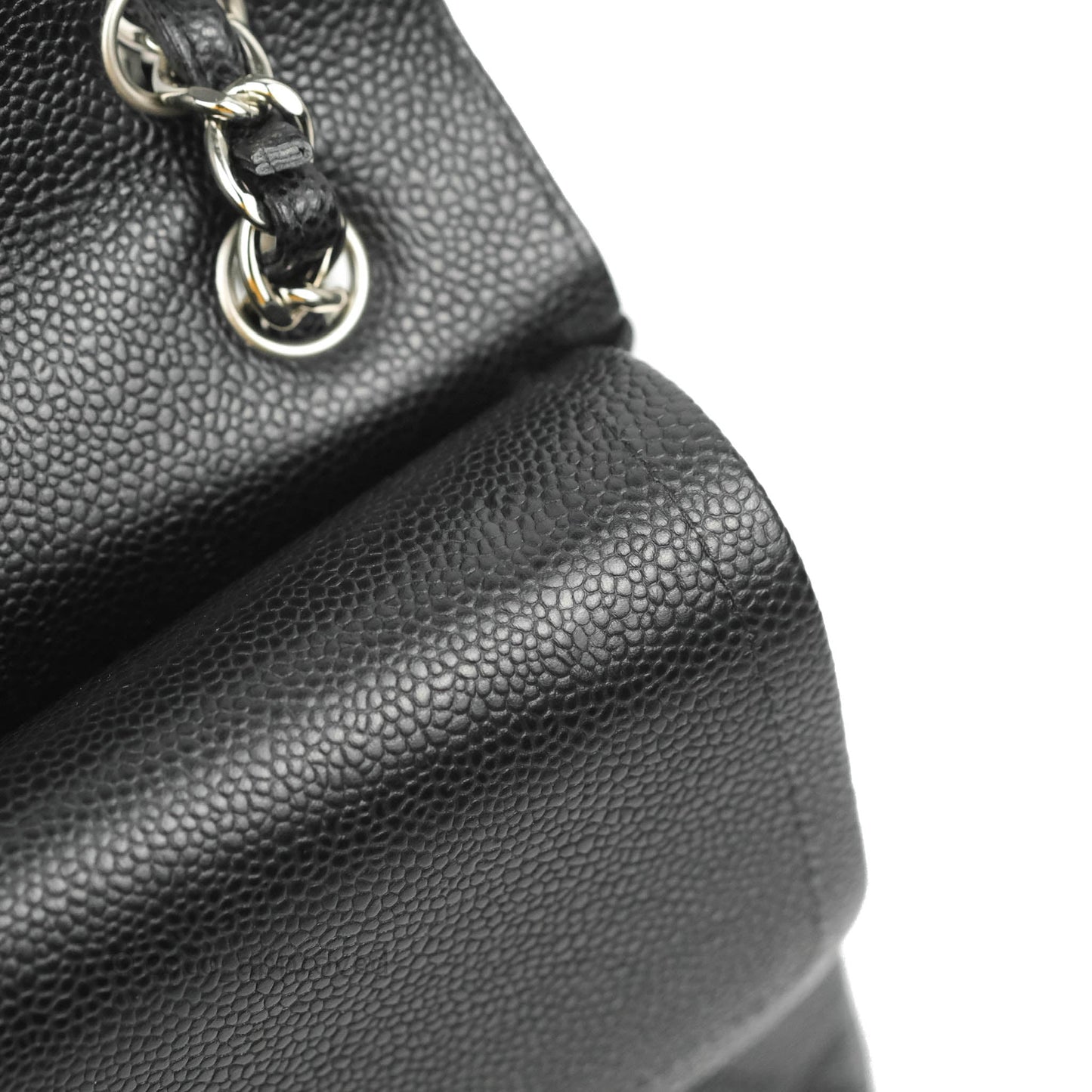 Chanel Classic Quilted Jumbo Double Flap Black Caviar Silver Hardware⁣⁣
