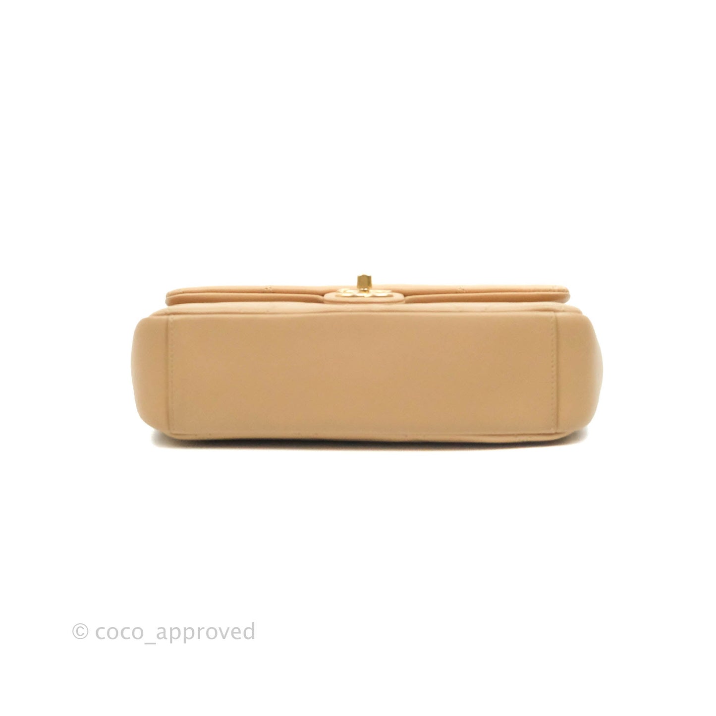 Chanel A Real Catch Quilted Flap Bag Beige Aged Gold Hardware