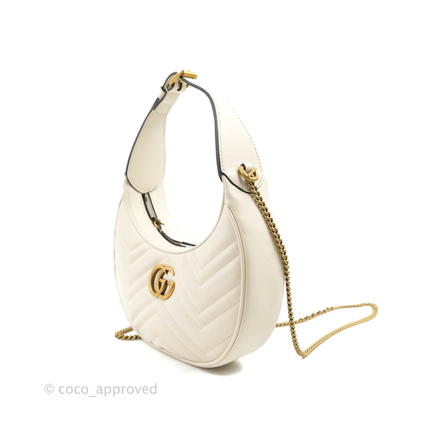 Gucci GG Marmont Half Moon-shaped Mini Bag White