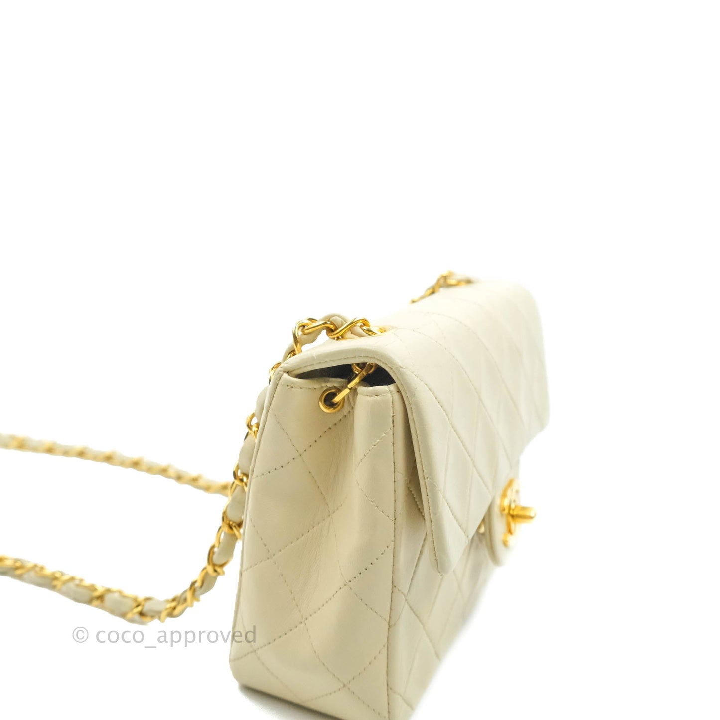 Chanel Vintage Mini Square Beige Lambskin 24K Gold Hardware