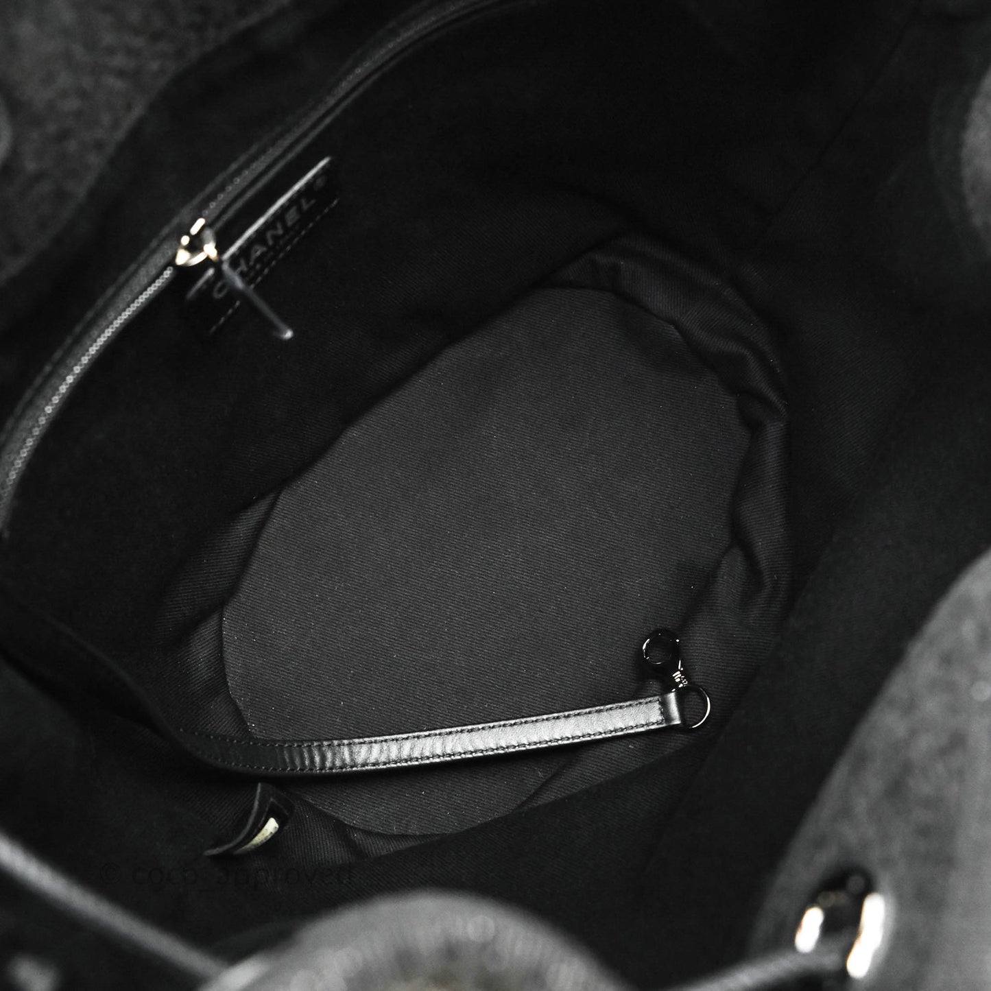 Chanel Deauville Drawstring Bag Black Glitter Lurex