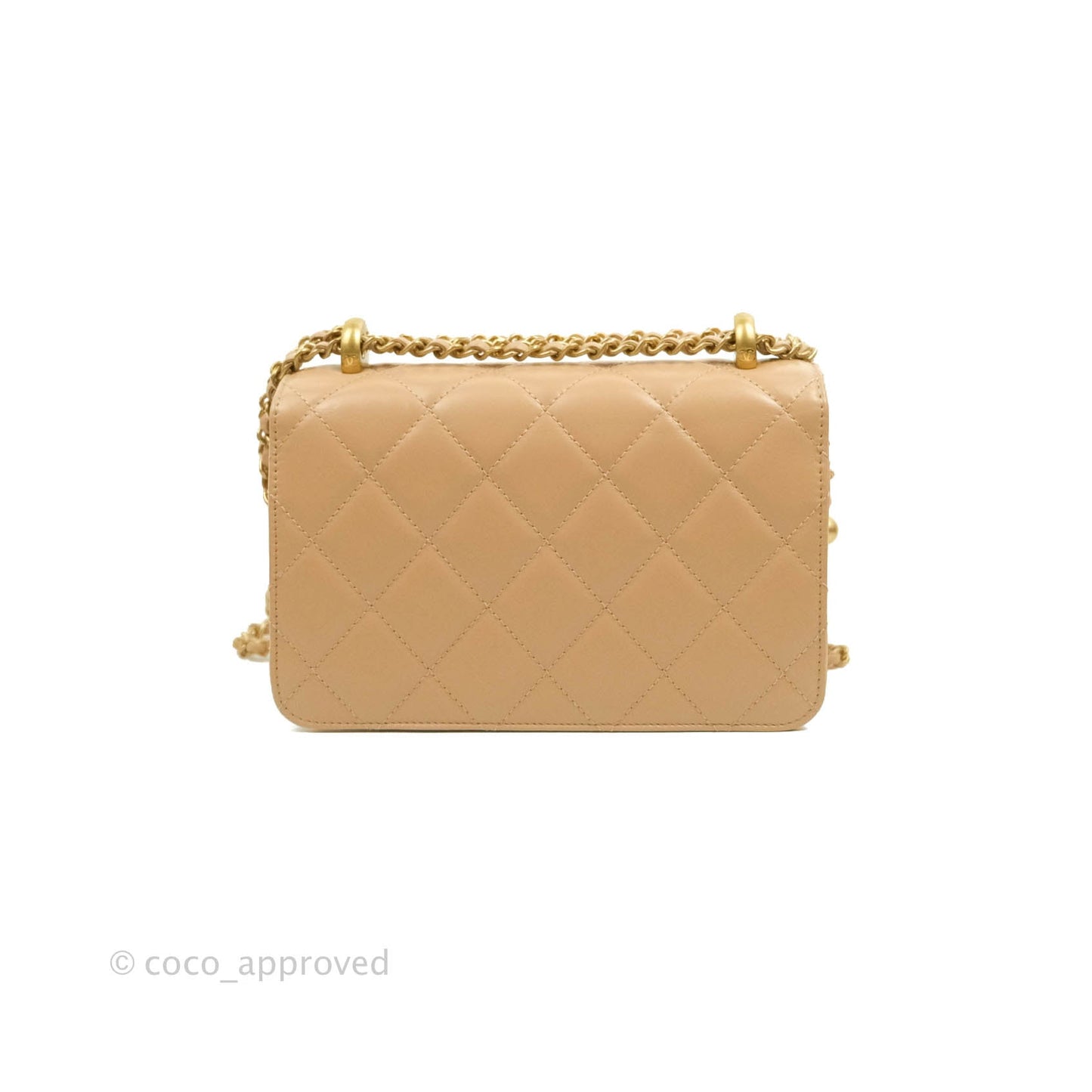 Chanel Quilted Mini Perfect Fit Adjustable Beige Calfskin Gold Hardware 21A