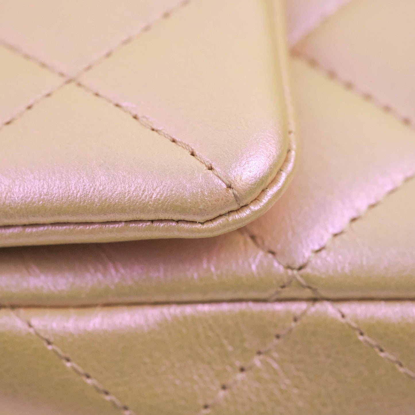 Chanel Quilted Mini Rectangular Flap Iridescent Pink Calfskin Silver Hardware
