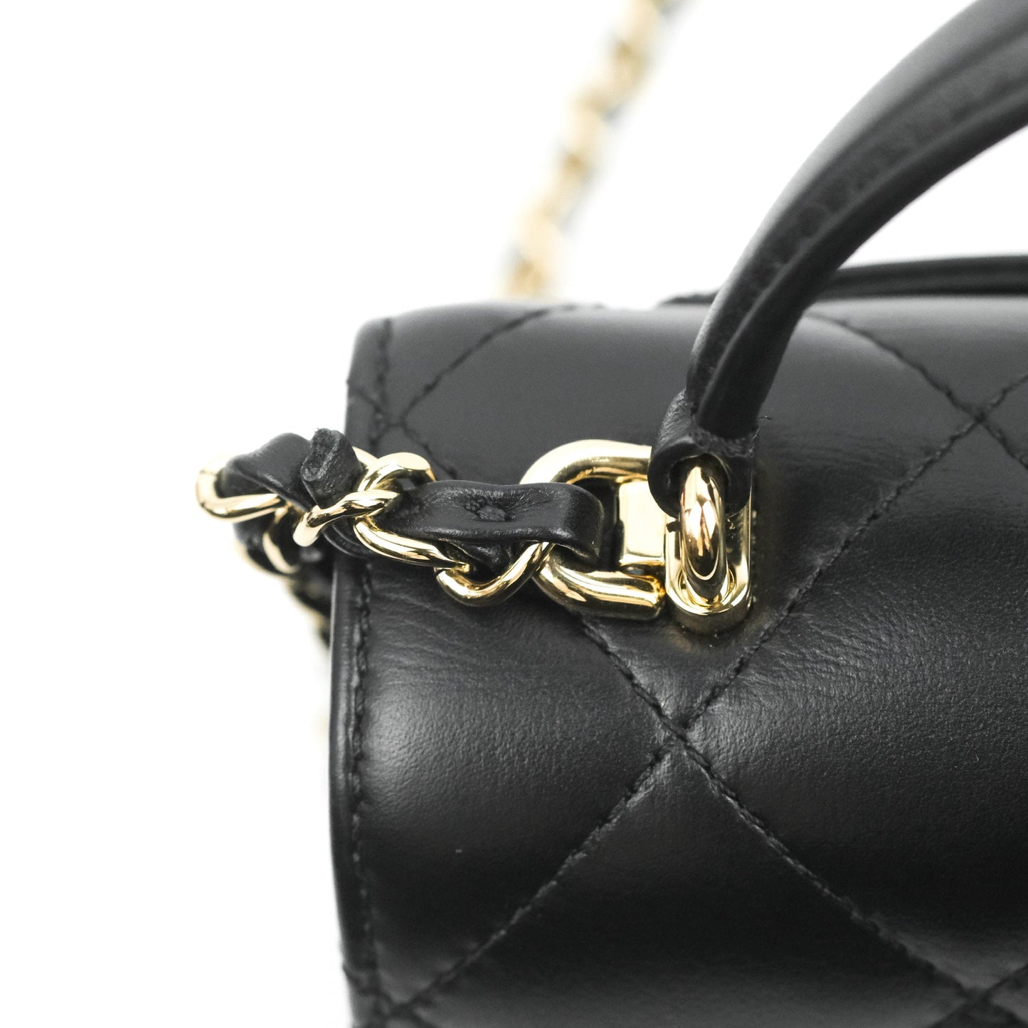 Chanel Small Coco Lady Quilted Flap Bag With Top Handle Black Calfskin Gold Hardware