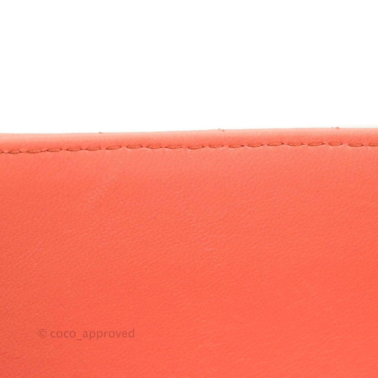 Chanel Classic M/L Medium Chevron Double Flap Coral Pink Lambskin Aged Gold Hardware