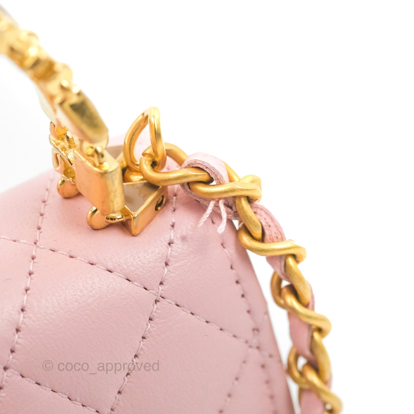 Chanel Enamel Top Handle Clutch with Chain Pink Lambskin Aged Gold Hardware