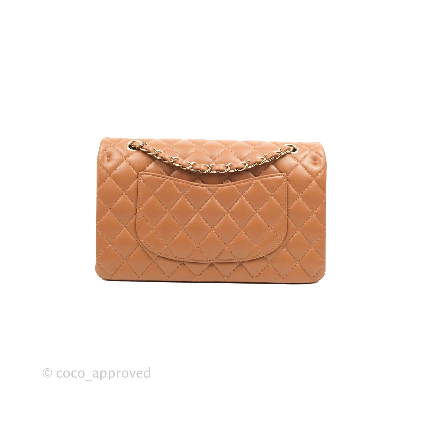 Chanel Classic M/L Medium Flap Quilted Dark Beige Caramel Lambskin Gold Hardware