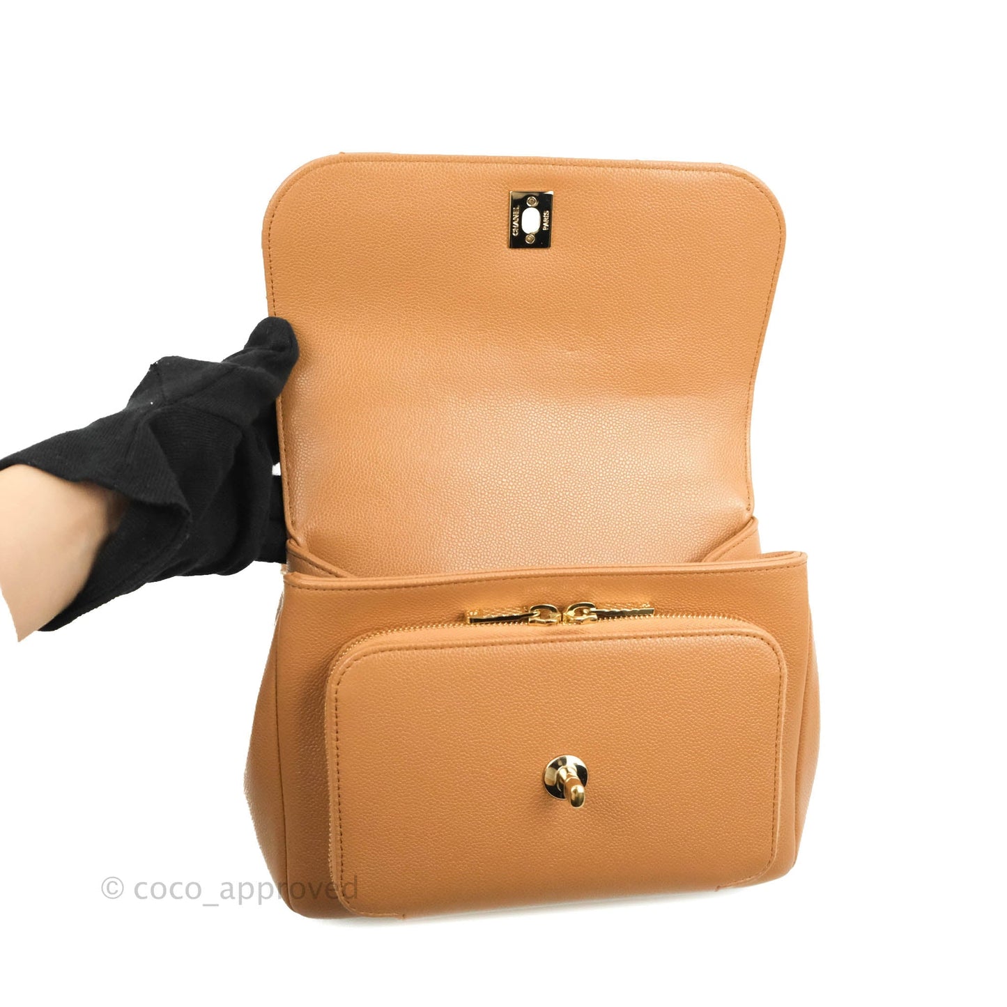 Chanel Quilted Medium Business Affinity Flap Caramel Caviar Gold Hardware 21P
