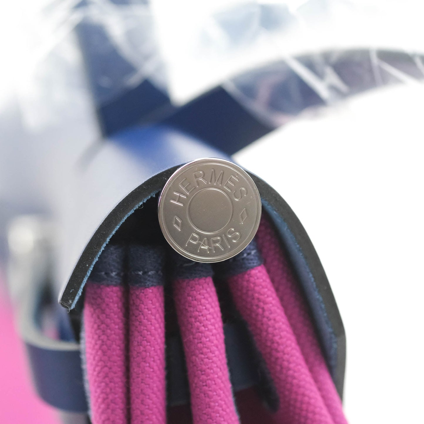 Hermès Herbag Zip 31 Toile Militaire Vache Hunter Rose Pourpre Bleu Saphir Palladium Hardware