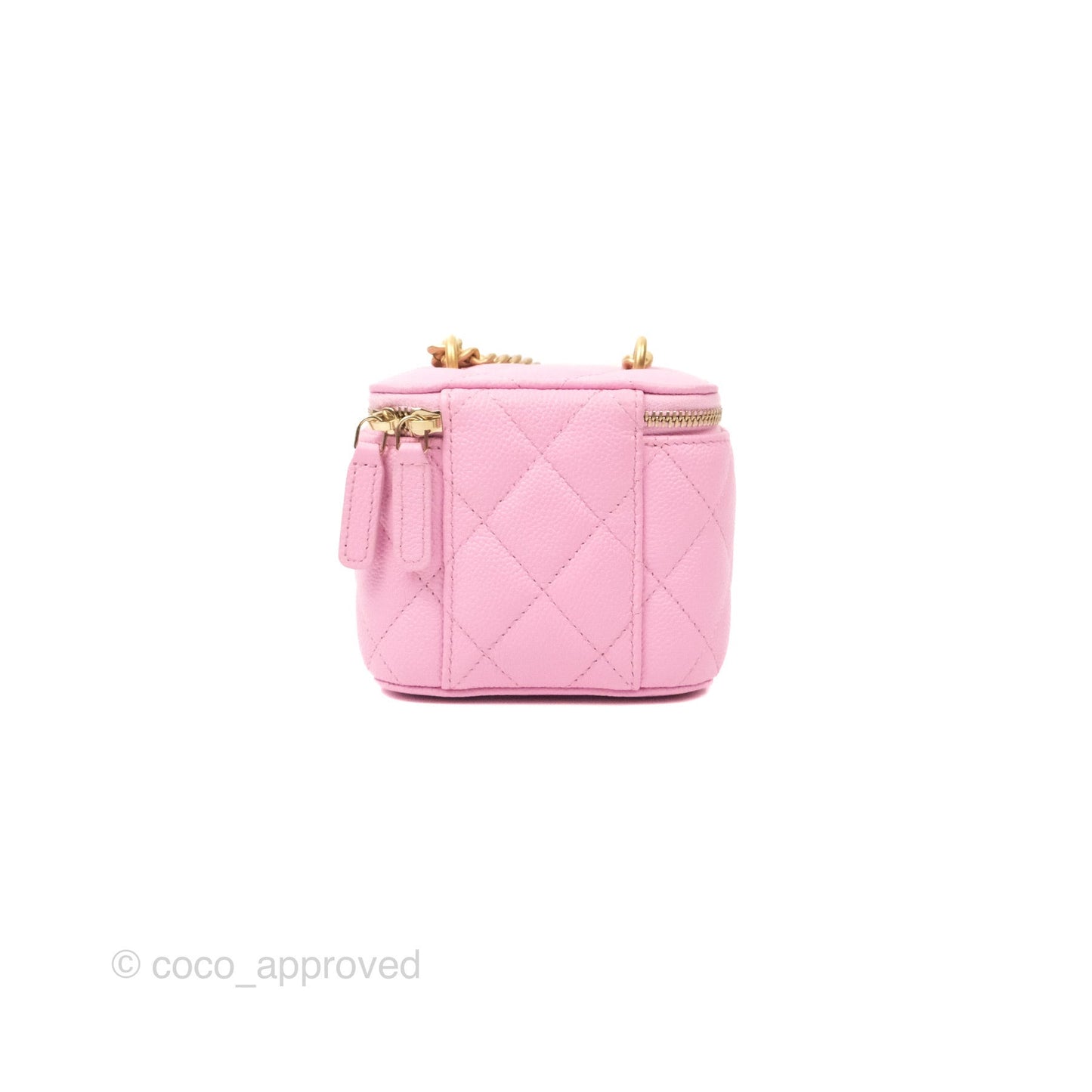 Chanel Quilted Heart Crush Mini Vanity With Chain Pink Caviar Aged Gold Hardware