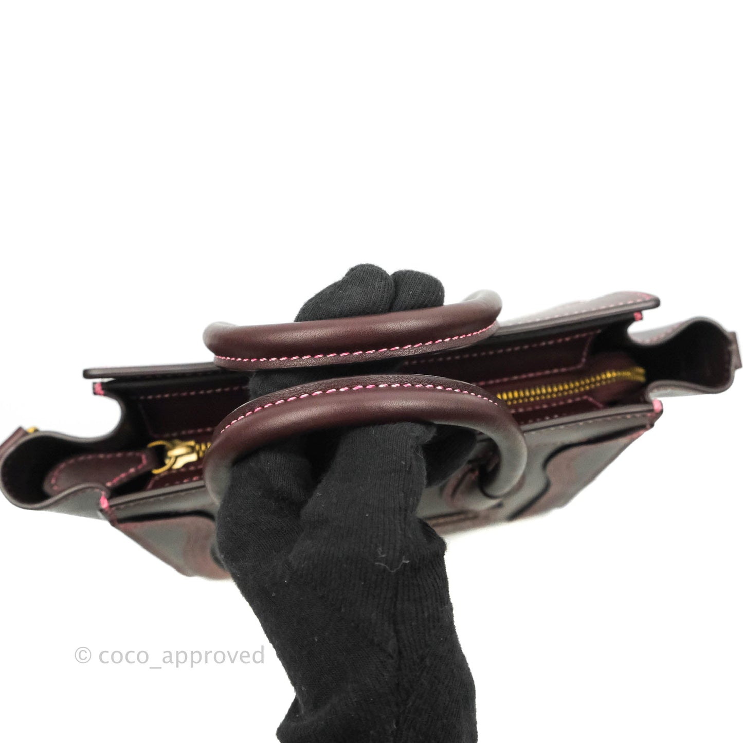 Celine Nano Luggage Bag Burgundy Gold Hardware