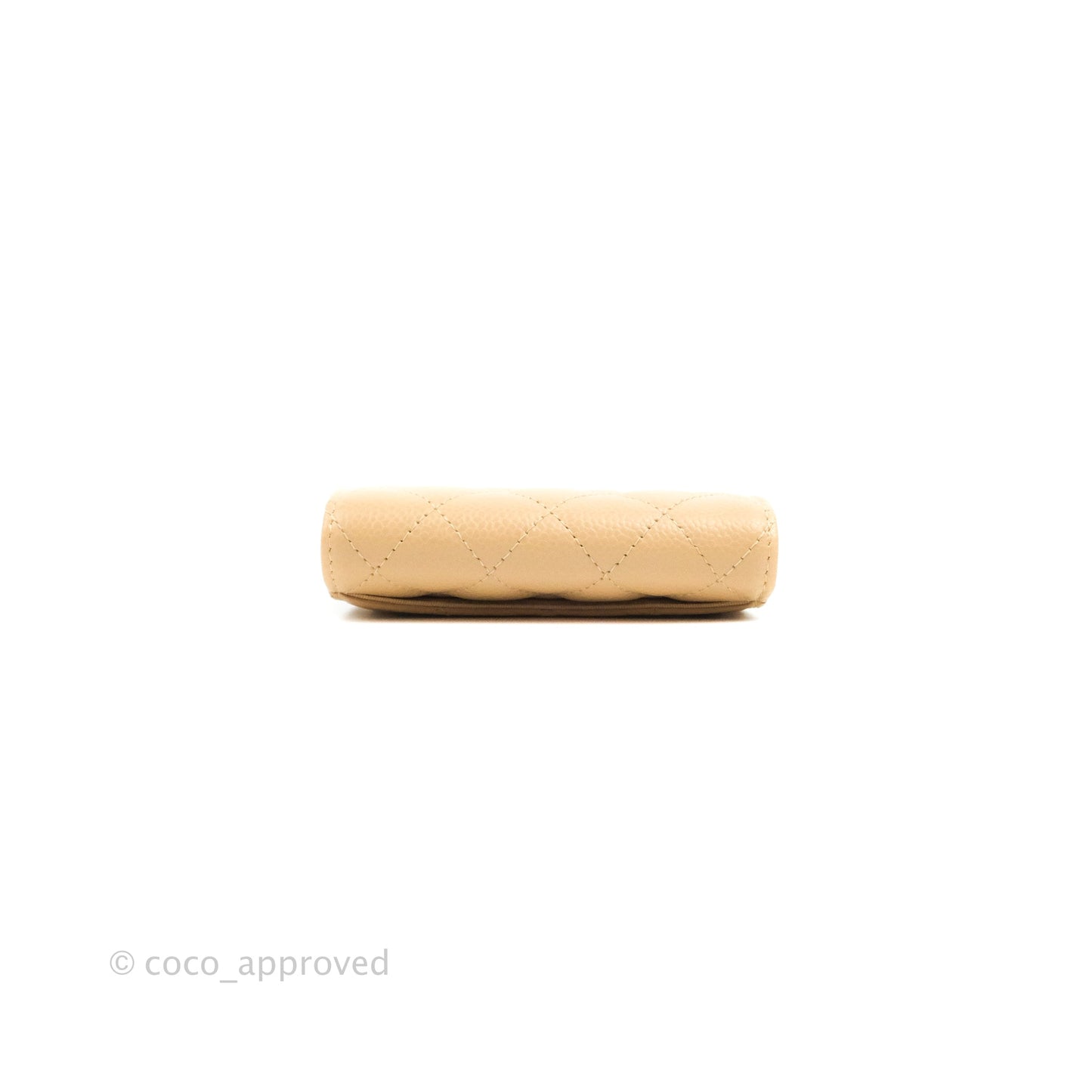 Chanel Quilted Flap Card Holder Beige Caviar Gold Hardware