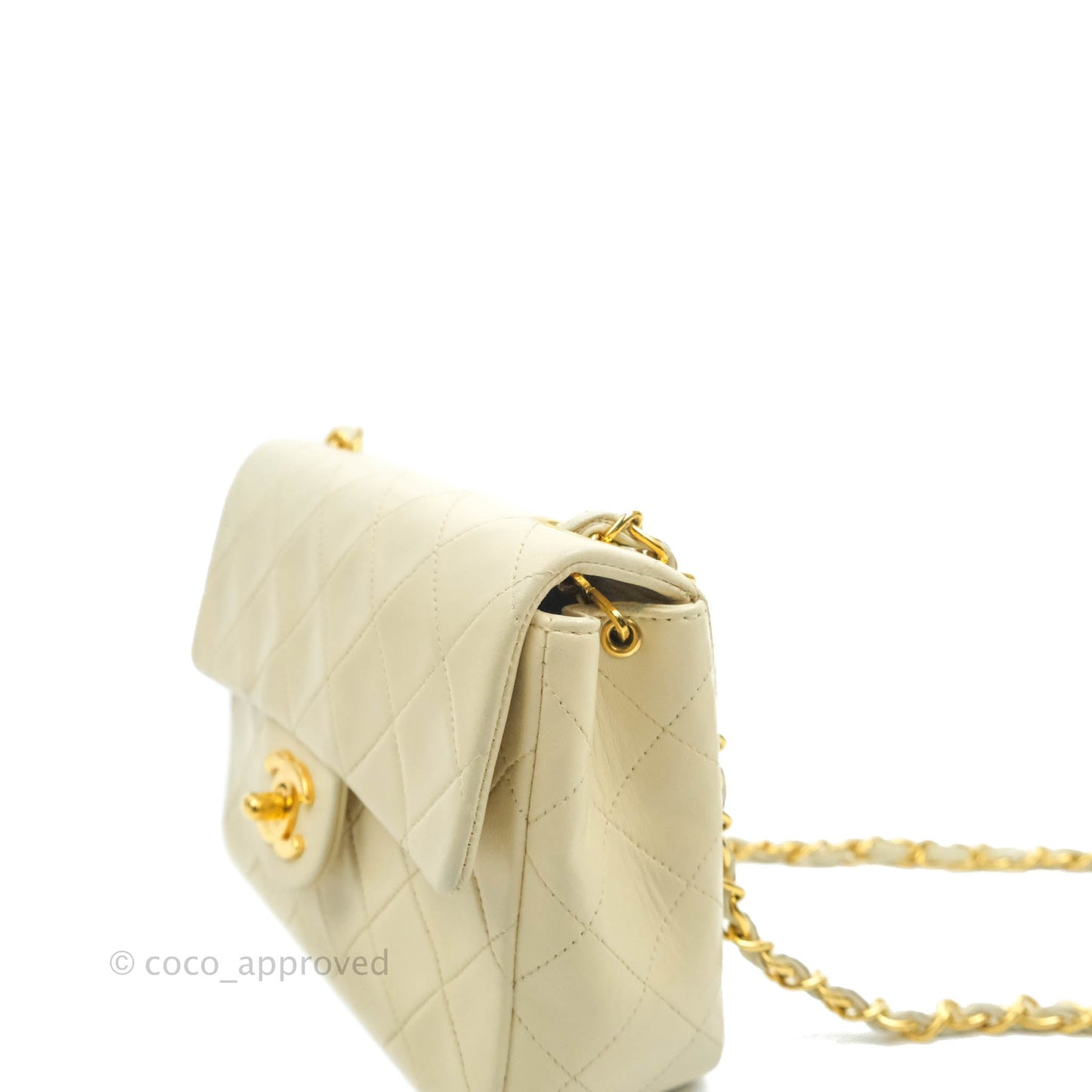 Chanel Vintage Mini Square Beige Lambskin 24K Gold Hardware