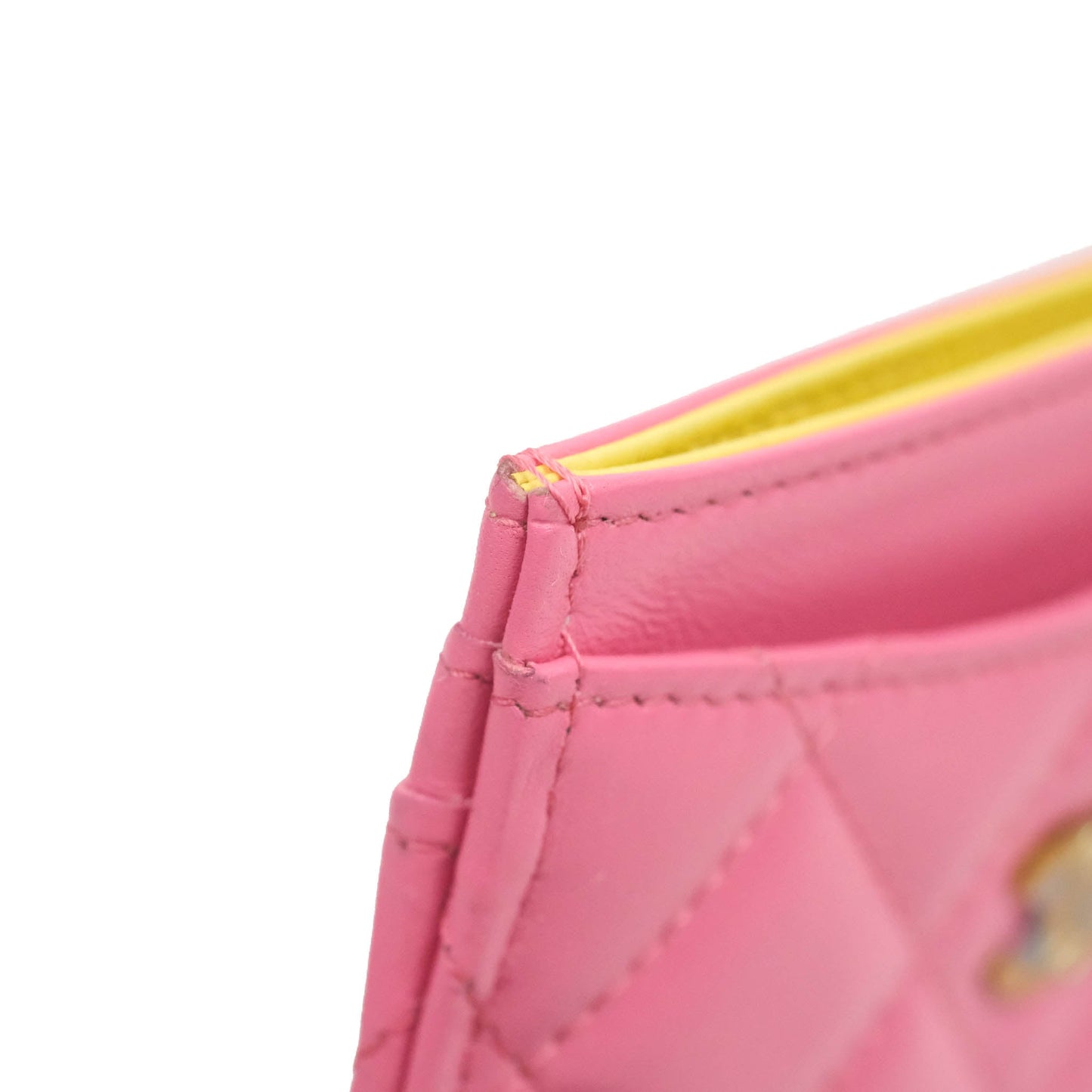 Chanel Classic Card Holder Pink Lambskin Rainbow Hardware