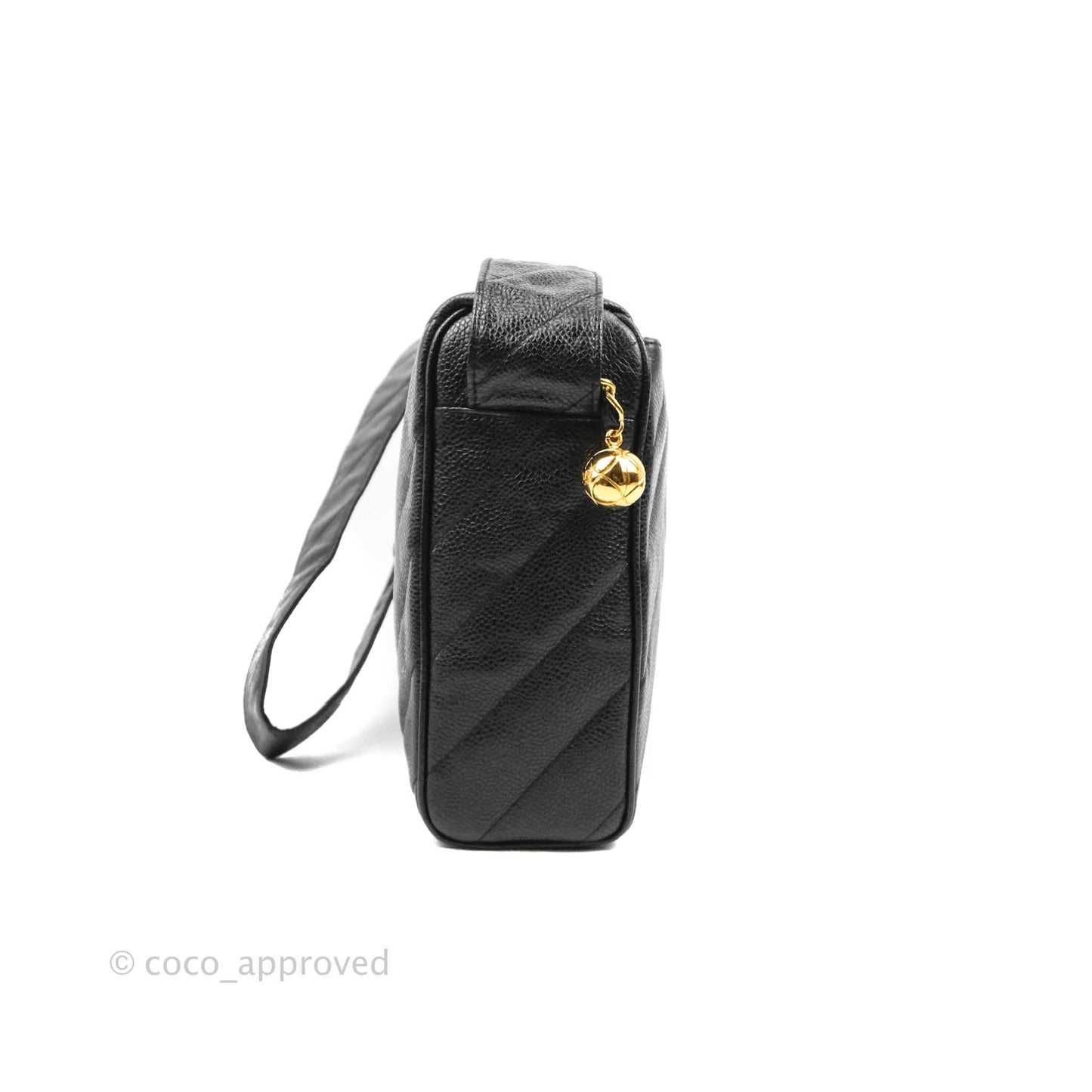 Chanel Vintage Large Camera Bag Black Caviar Gold Hardware
