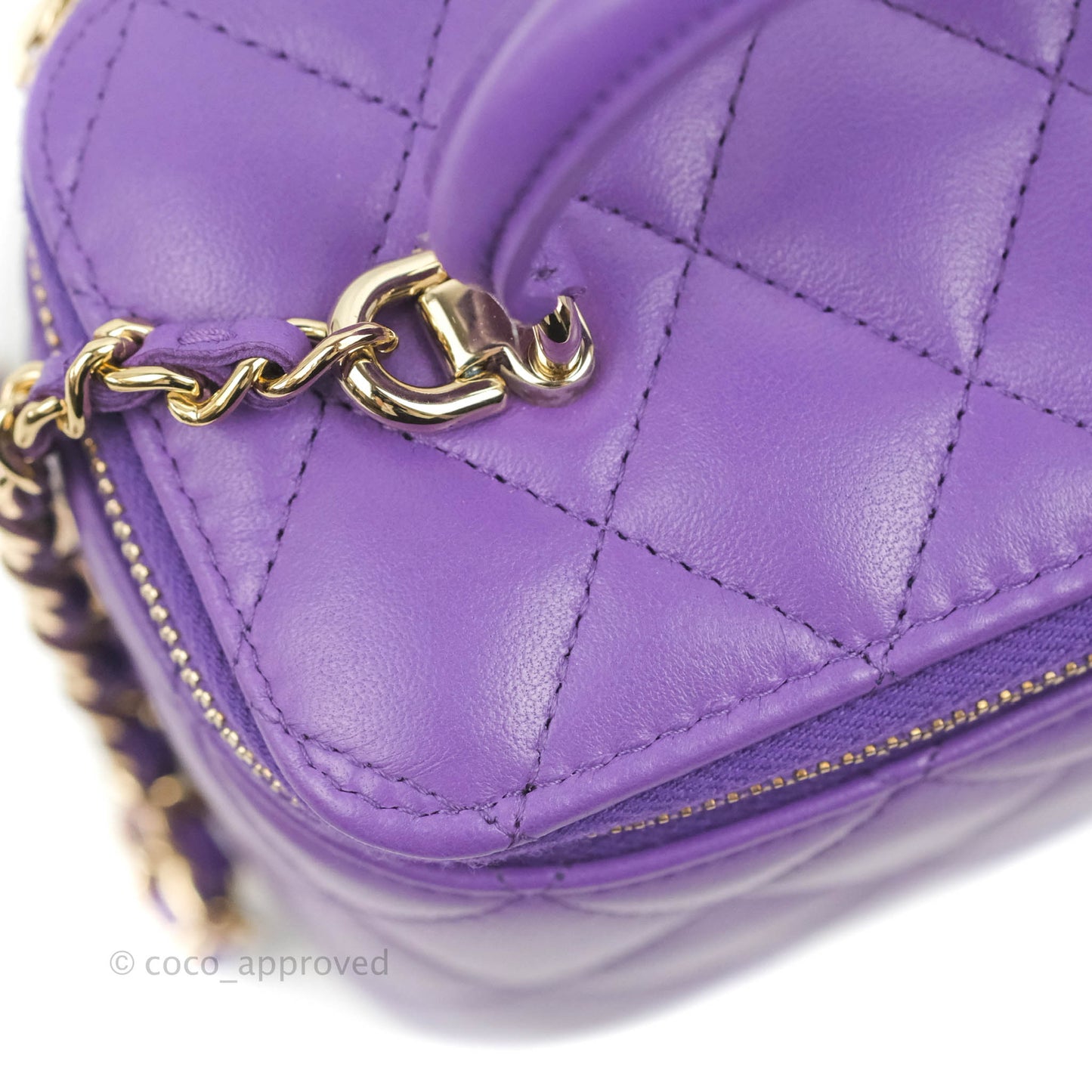 Chanel Vanity Rectangular Top Handle Purple Lambskin Gold Hardware