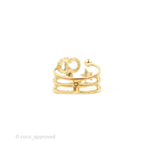 Christian Dior Shiny-D Ring Crystals Gold Tone Size S