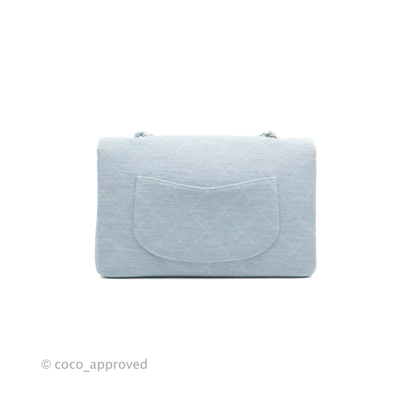 Chanel Jersey Quilted Medium Flap Light Blue Silver Hardware