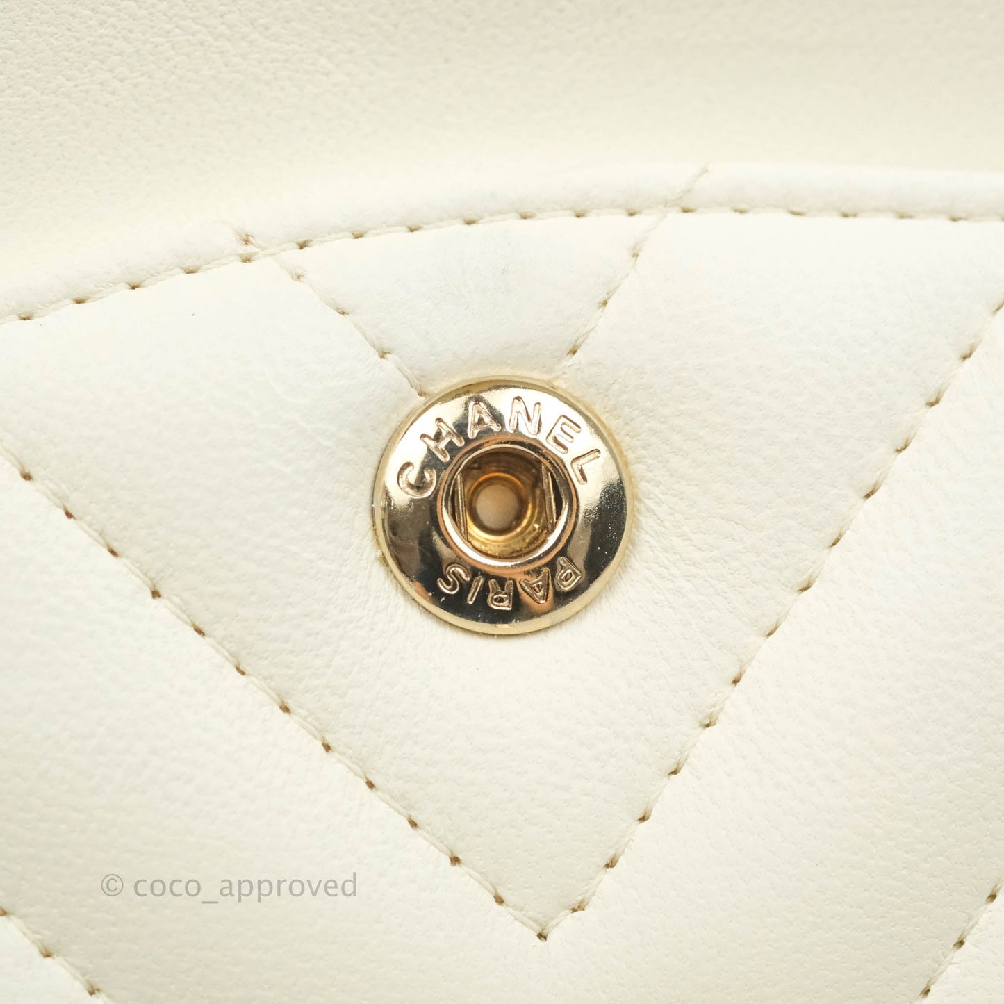 Chanel Classic Chevron S/M Small Double Flap Ivory White Lambskin Gold Hardware