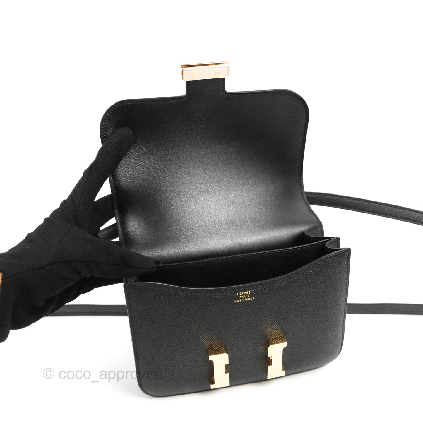 Hermès Constance Mini 18cm Black Epsom Rose Gold Hardware