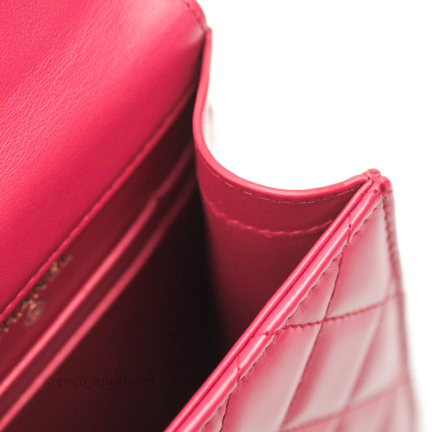 Chanel Quilted Perfect Fit Dark Pink Phone Holder Aged Gold Hardware