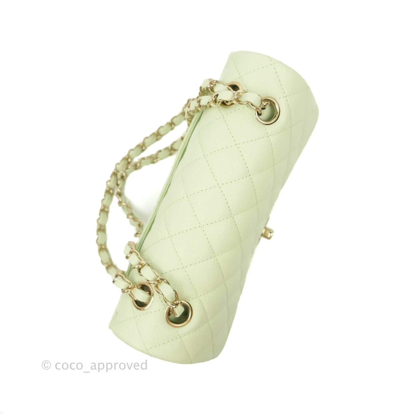 Chanel Small Quilted Classic Flap Mint Green Caviar Gold Hardware 22C