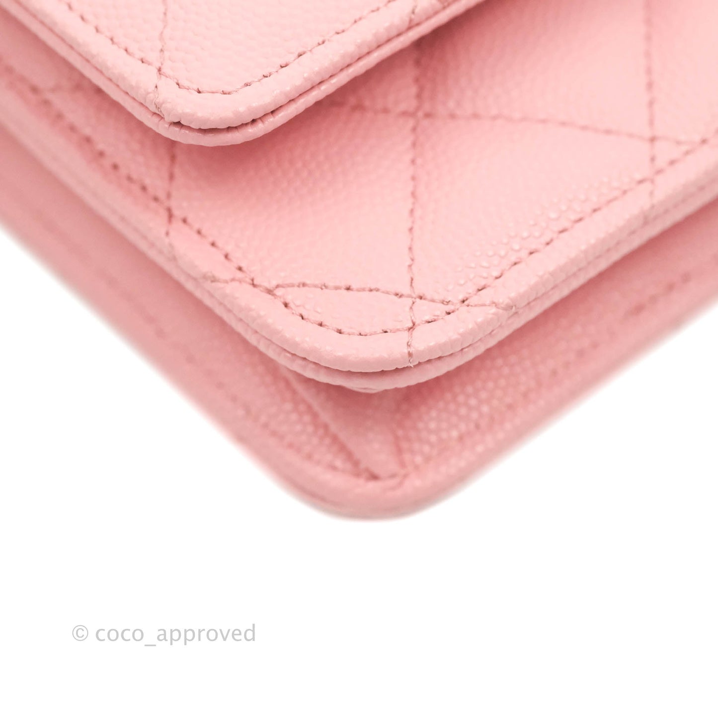 Chanel Quilted Wallet on Chain WOC Pink Caviar Gold Hardware 22S