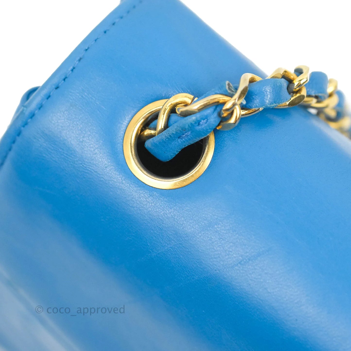Chanel Vintage Trapezoid Flap Bag Blue Lambskin 24K Gold Hardware