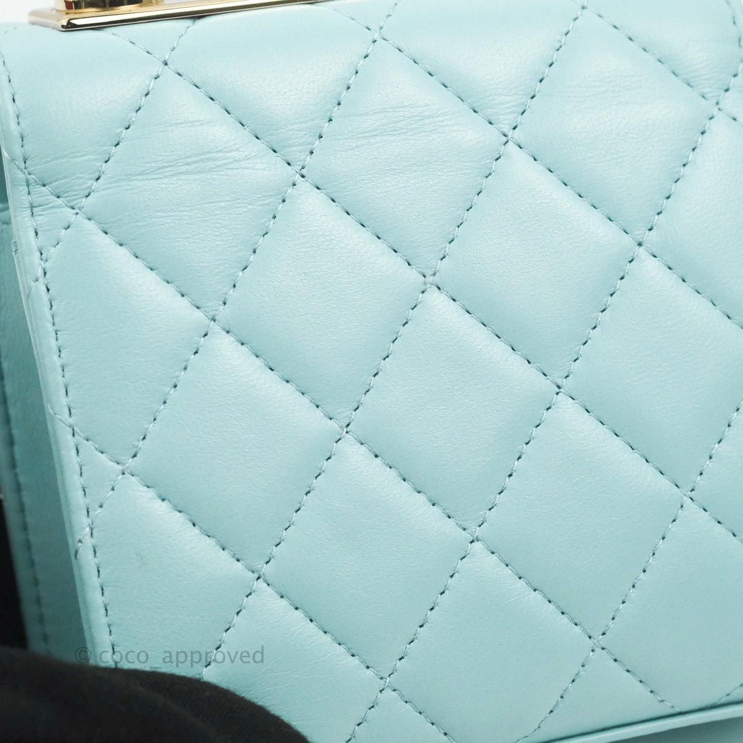 Chanel Mini Quilted Trendy CC Clutch With Chain Tiffany Blue Lambskin Gold Hardware