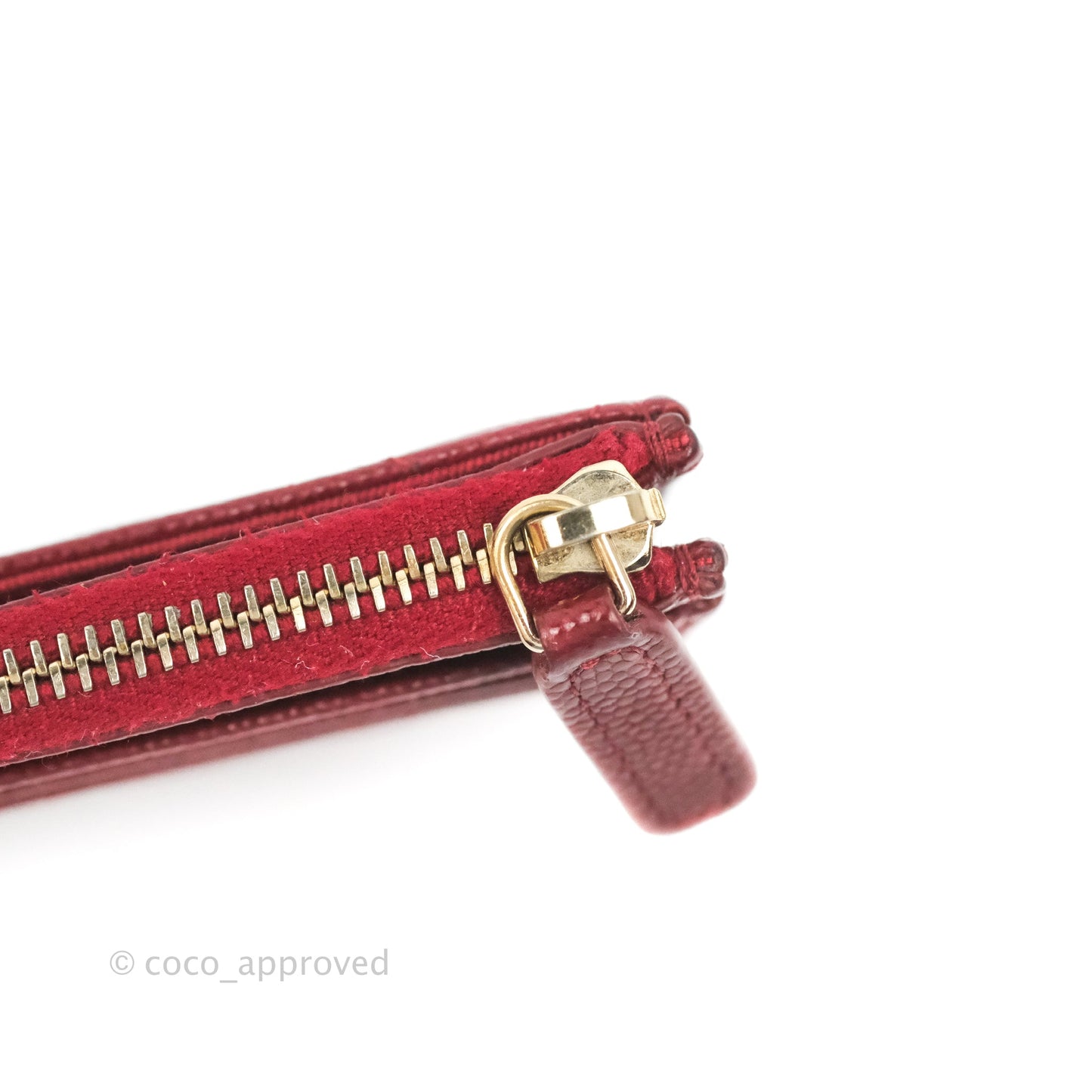 Chanel Quilted CC Zipped Card Holder Red Caviar Gold Hardware
