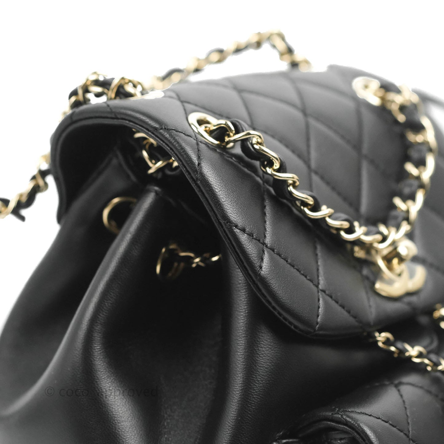 Chanel Quilted Small Duma Drawstring Backpack Black Lambskin 22A