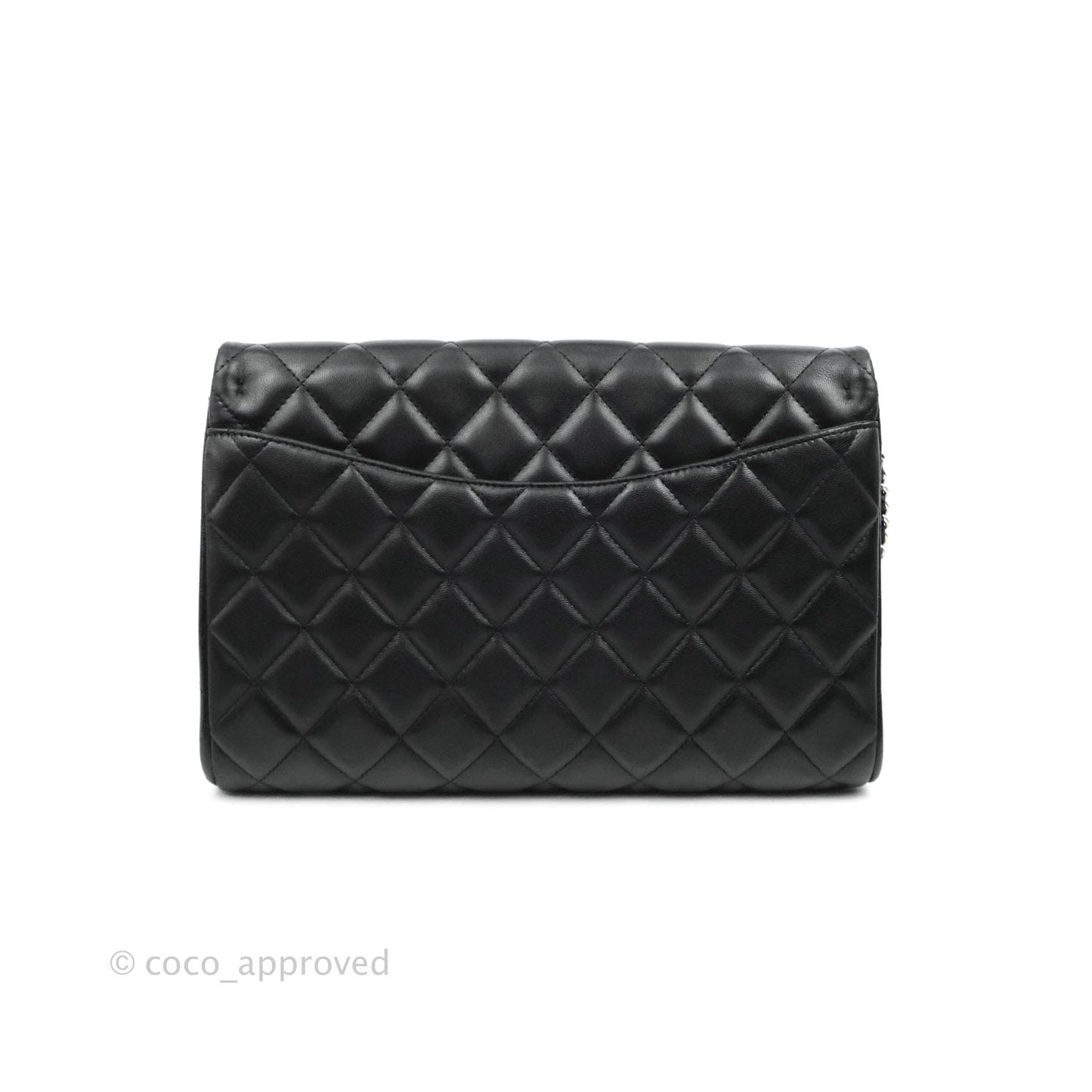 Chanel Quilted Clutch with Chain Lambskin Black Silver Hardware